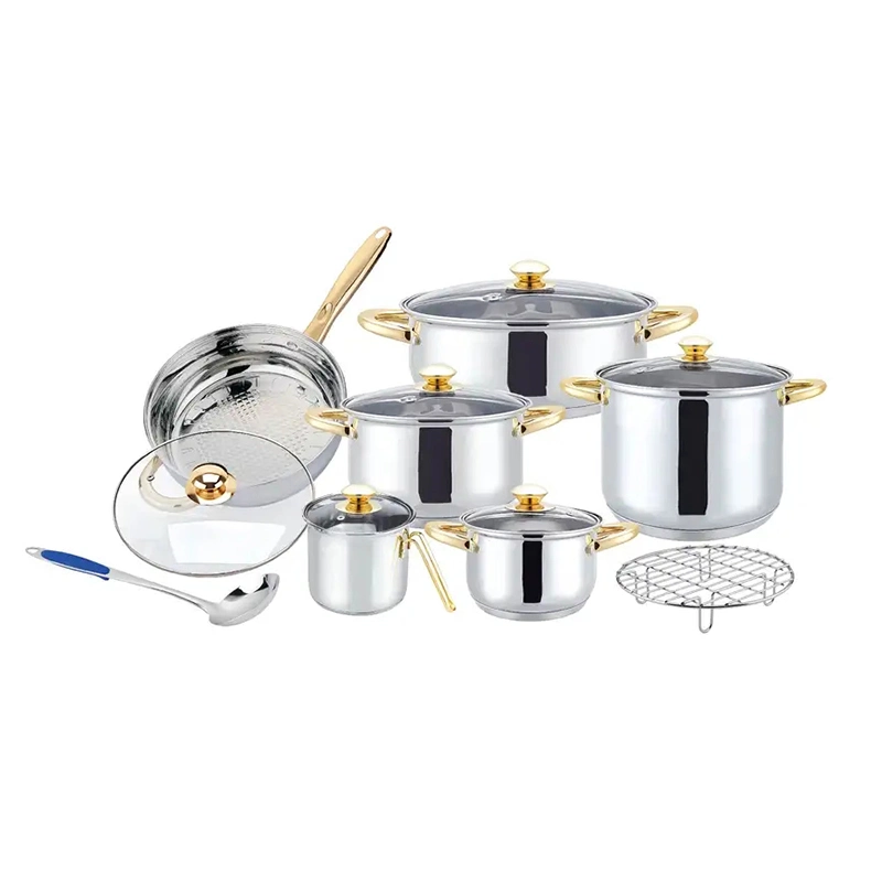 14 PCS Stainless Steel Nonstick Pots and Pans Camping Cooking Kitchen Cookware Set