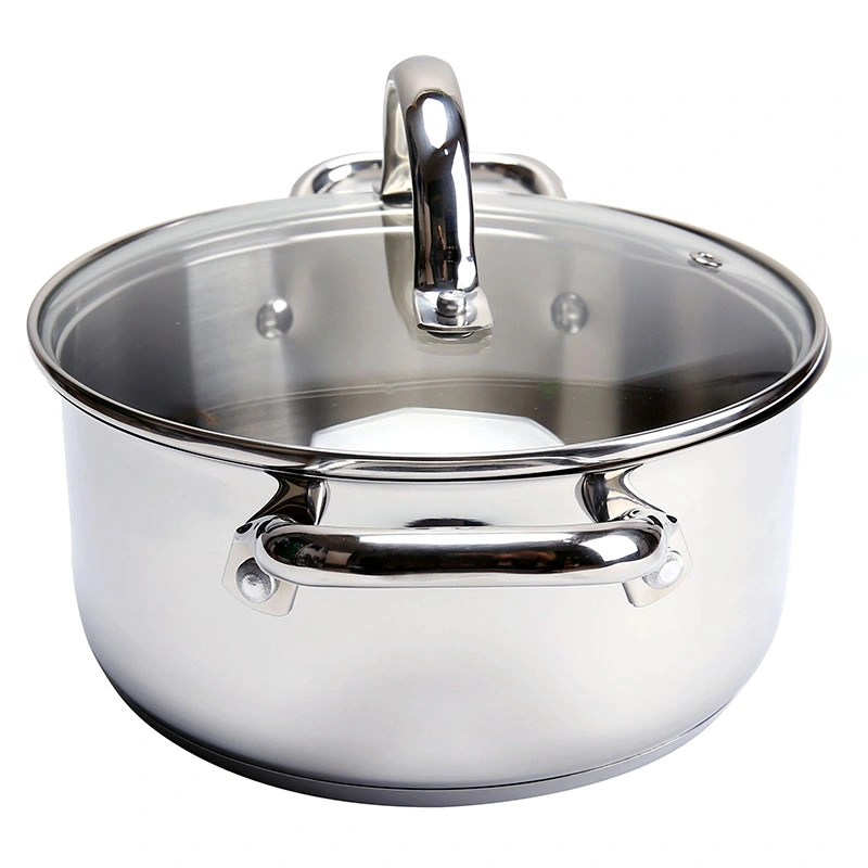 6PCS 304 Stainless Steel Cookware Set with Lid Factory Wholesale Cooking Pot Kitchen Ware for Induction Gass All Stovetops 18/20/22cm