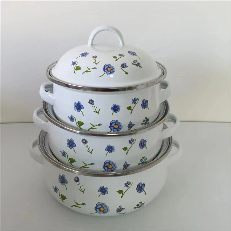 Dia. 16/18/20cm Enamel Casserole Custom Decal Logo Casserole Pot Food Warmer Pot Set