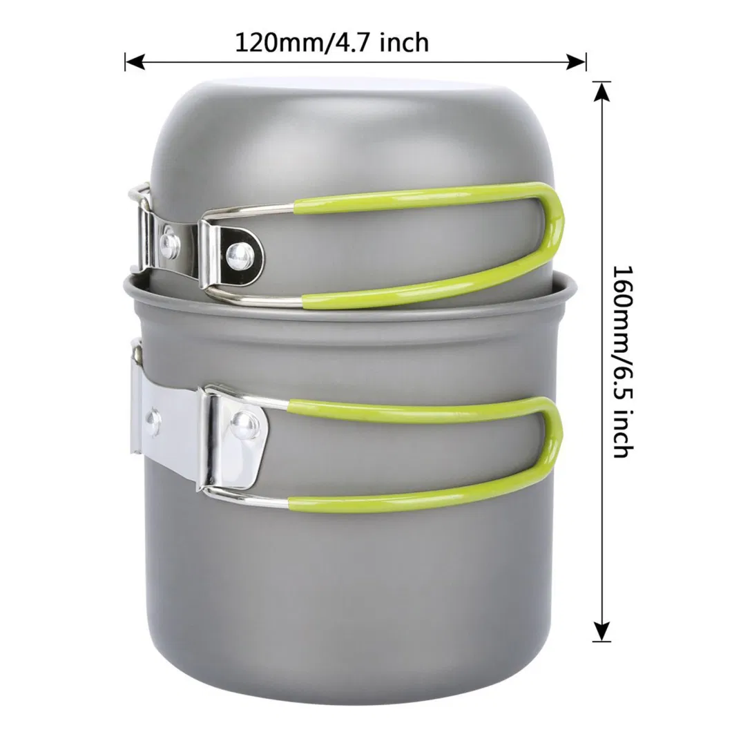 Portable Stackable Cookware Camping Equipment Pots and Pans Set Aluminum Alloy Non-Stick Ci13005