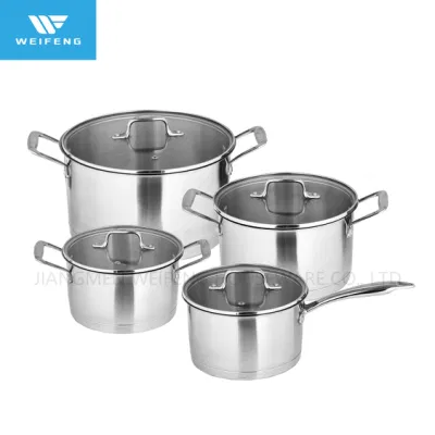 8 PCS Juego de utensilios de cocina de acero inoxidable de fondo recto, utensilios de cocina para el mercado europeo