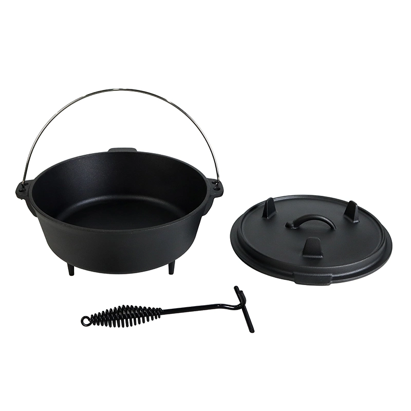 China Outdoor Campfire Preseasoned Cookware Cast Iron Camping Outdoor Bushcraft Dutch Oven