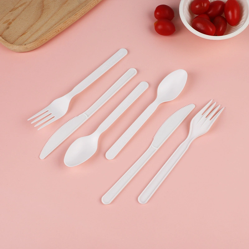 PLA Cutlery Disposable Tableware Knife Fork Spoon Cutlery Sets (177 mm)