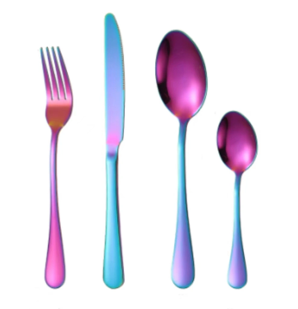 18/0 Colorful Flatware Stainless Steel Tableware Set Multicolor Dinnerware Cutlery Set Bulk Dinner Set for Home Hotel Restaurant