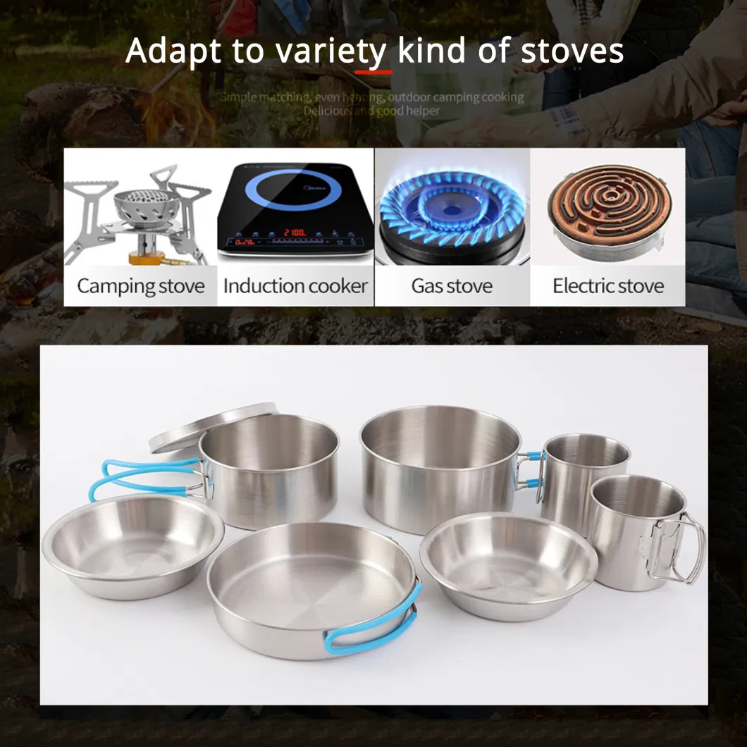 Stainless Steel Mess Kit Backpacking Gear Lightweight Outdoor Hiking Camping Cookware Set