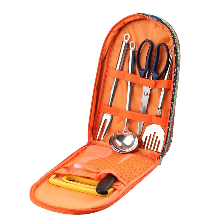 Outdoor Camping Stainless Steel Tableware Set Kitchen Utensil Storage Bag