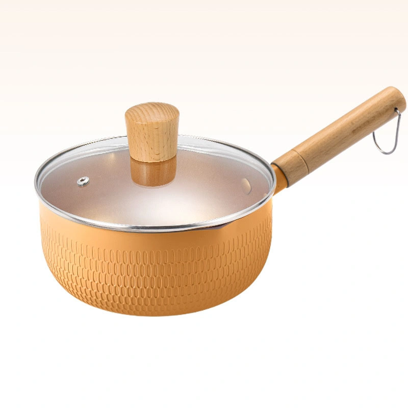 Hammered Nonstick Milk Sauce Cookware with Glass Lid Aluminum Small Noodles Pot