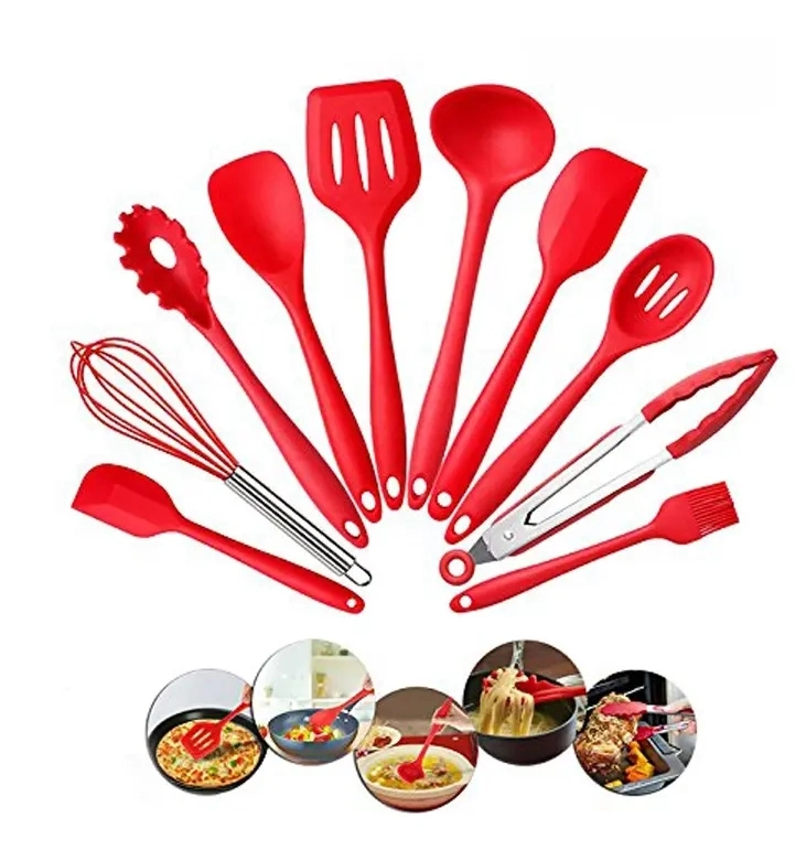 Food Grade Heat-Resistant Non-Stick Silicone Baking Cooking Tool Utensilios Accesorios 10PCS Kitchenware Set Utensil Set Cutlery