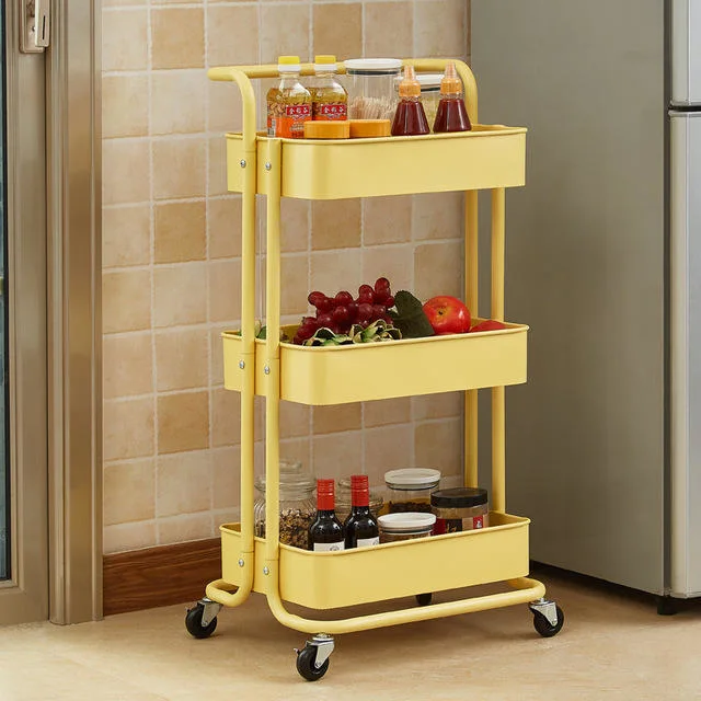 3 Tier Home Organizer Rolling Kitchen Storage Rack Trolley Cart with Wheels