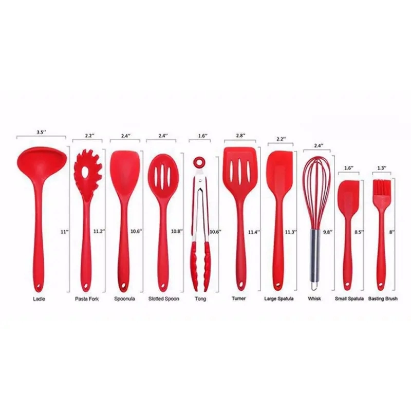 Food Grade Heat-Resistant Non-Stick Silicone Baking Cooking Tool Utensilios Accesorios 10PCS Kitchenware Set Utensil Set Cutlery