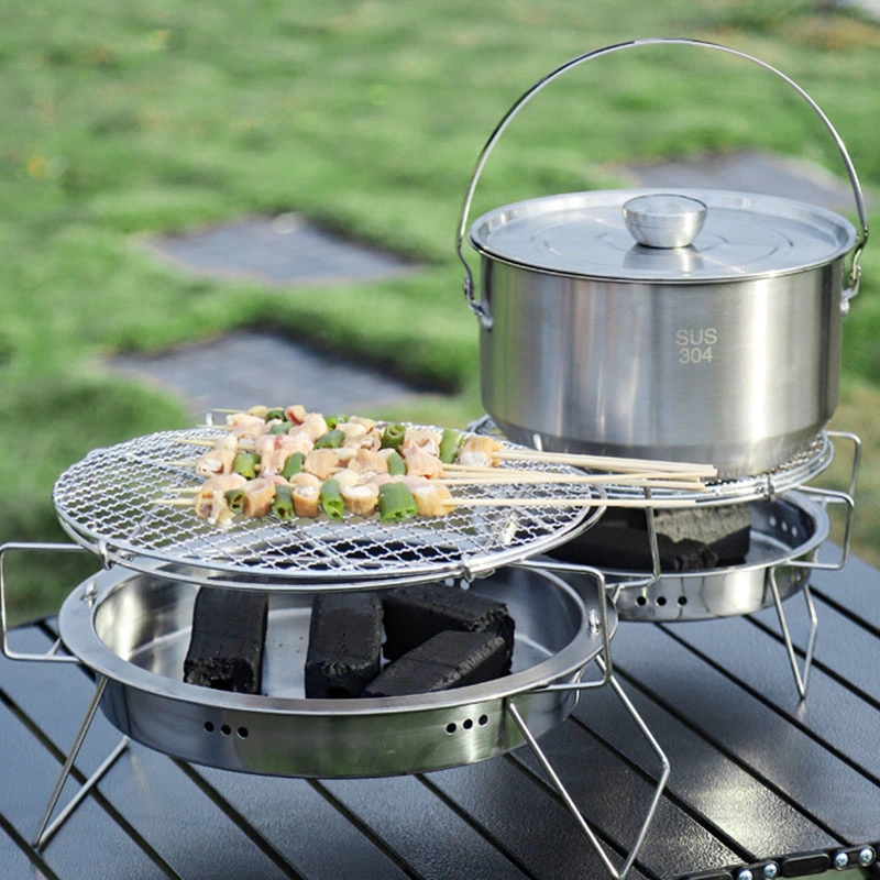 Hot Selling Stainless Steel Cookware Set Portable Kitchenware Outdoor Camping Picnic Casserole Pots and Pans Set