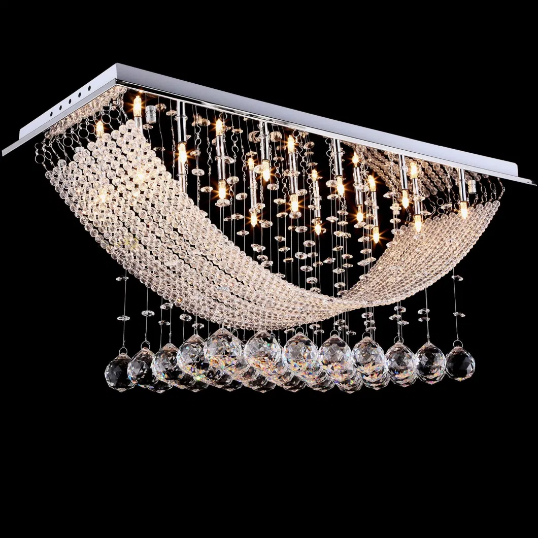 Modern Crystal Chandelier Dining Room Kitchen Island Indoor Luxury Pendant Light Chain Light Fixture