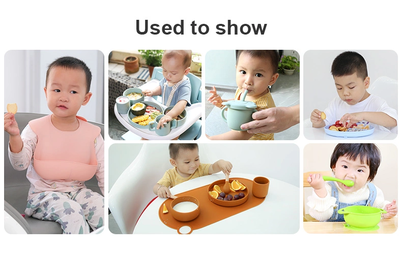 Wholesale Baby Eating Food Plates and Bowls Set Silicone Feeding Set for Baby