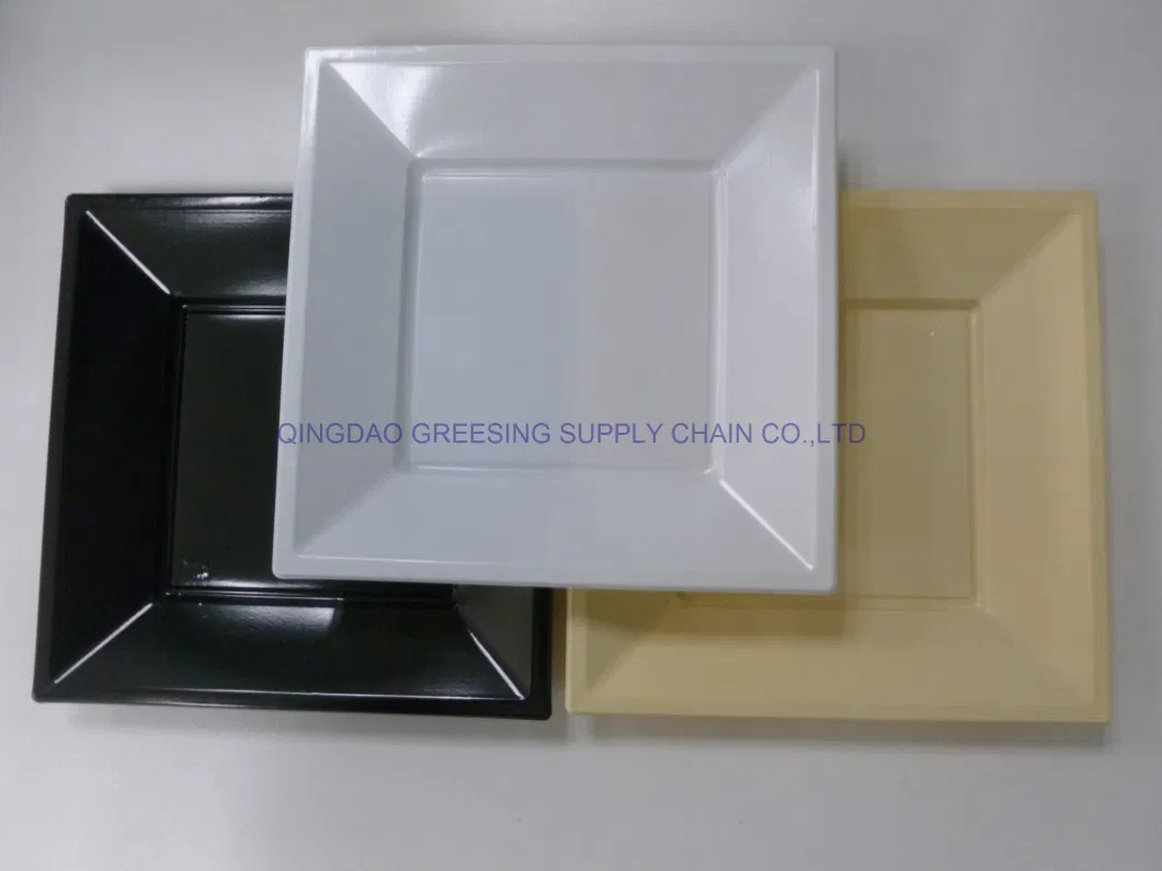 23cm Disposable Plastic Square Plate 9&quot; Dinnerware Tableware