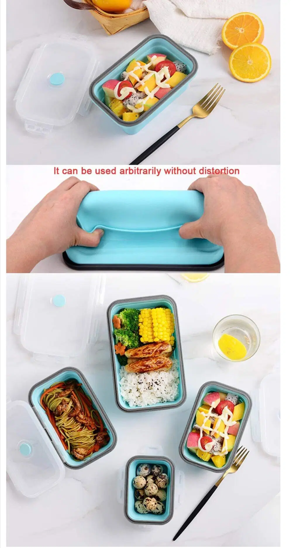 Outdoor Portable Travel Bowl Expandable Food Storage Containers Set Silicone Collapsible Folding Food Container with Lids