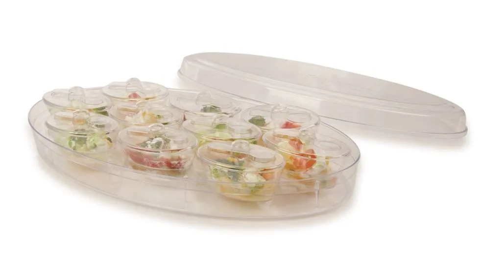 Ice Cream Pudding Plastic Disposable Tableware Party Clear Container Box Cups Set