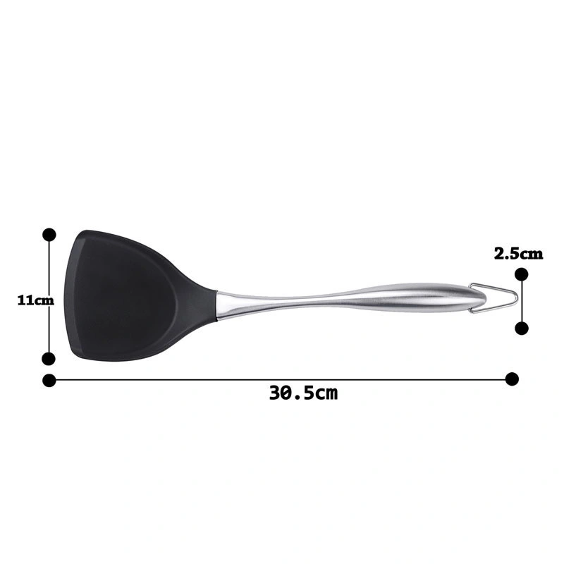 Heat Resistant Cooking Baking and Mixing Non-Stick Kitchen Utensil with Stainless Steel Handle Silicone Spatula Turner Flexible Bl12089