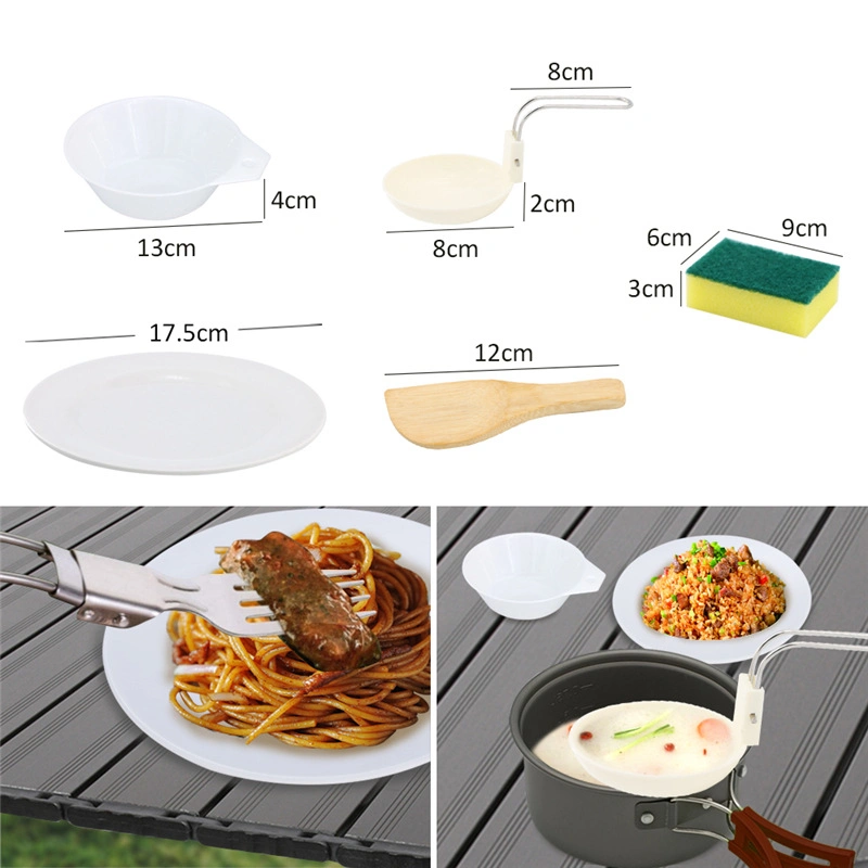 Outdoor Cooking Kit Hiking Tableware Tourism Equipment Kettle Pot Frying Pan BBQ Picnic Aluminum Camping Cookware Set