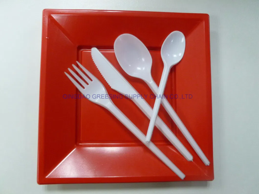 23cm Disposable Plastic Square Plate 9&quot; Dinnerware Tableware