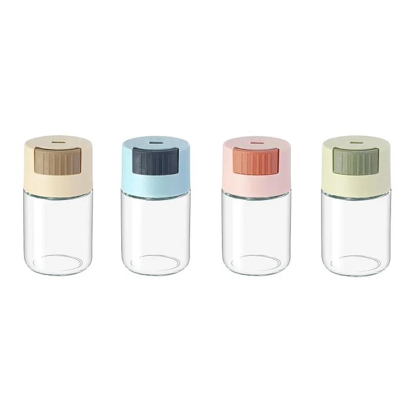 Empty Salt Shaker Push Type Glass Salt Dispenser Sugar Bottle Spice Pepper Jar Seasoning Box Cooking Tool 200ml