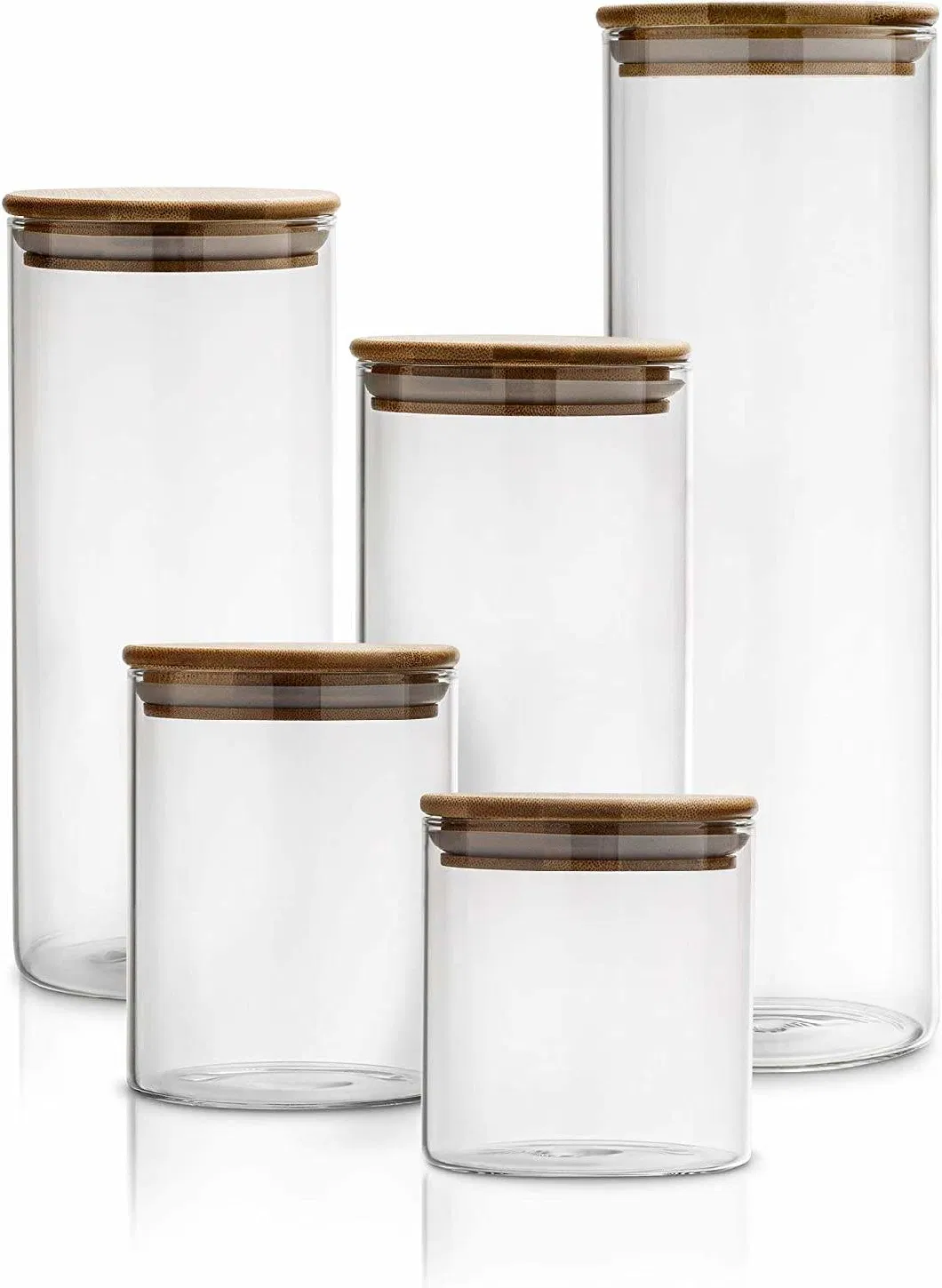 Sealed Glass Kitchen Jar Storage with Bamboo Lid for Kitchen, Bathroom and Pantry Glass Storage Jar