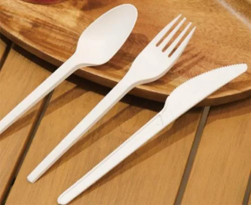 PLA Cutlery Disposable Tableware Knife Fork Spoon Cutlery Sets (177 mm)