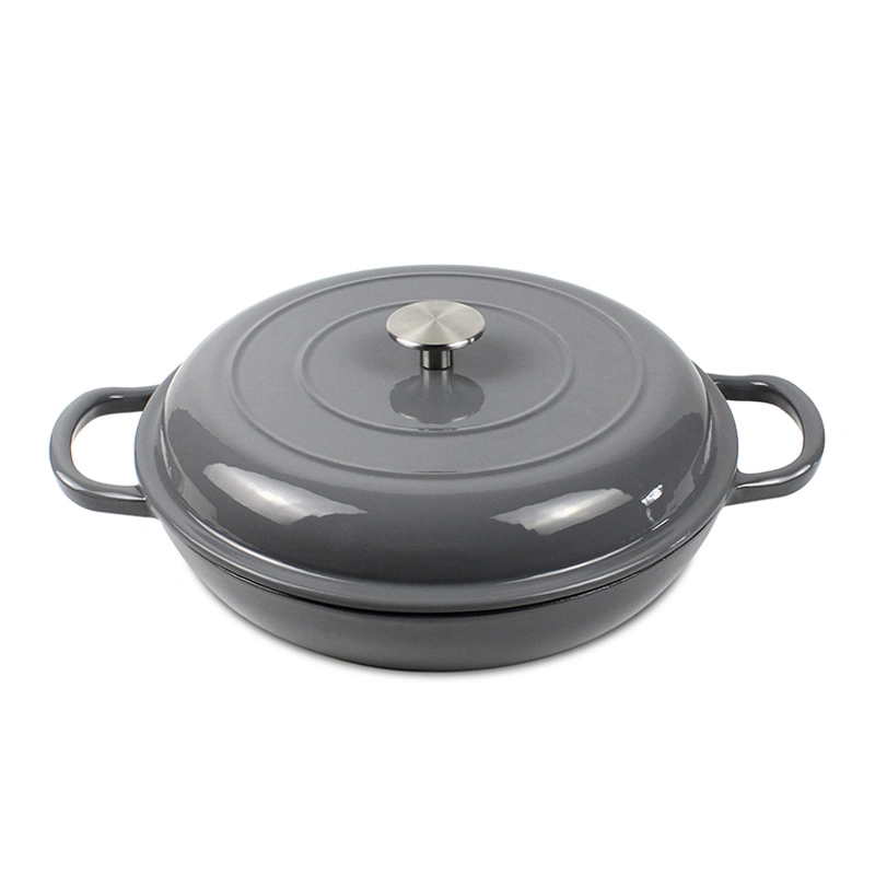 New Design Enameled Large Shallow Cookware Cast Iron Cooking Pot