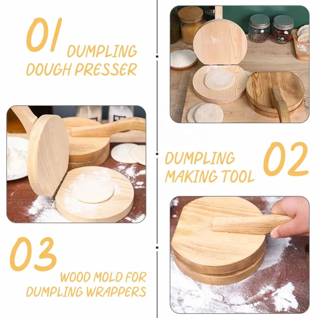 Wooden Dough Presser Skin Press Dumpling Wrapper Making Mold Kitchen Gadget Baking Pastry Tool