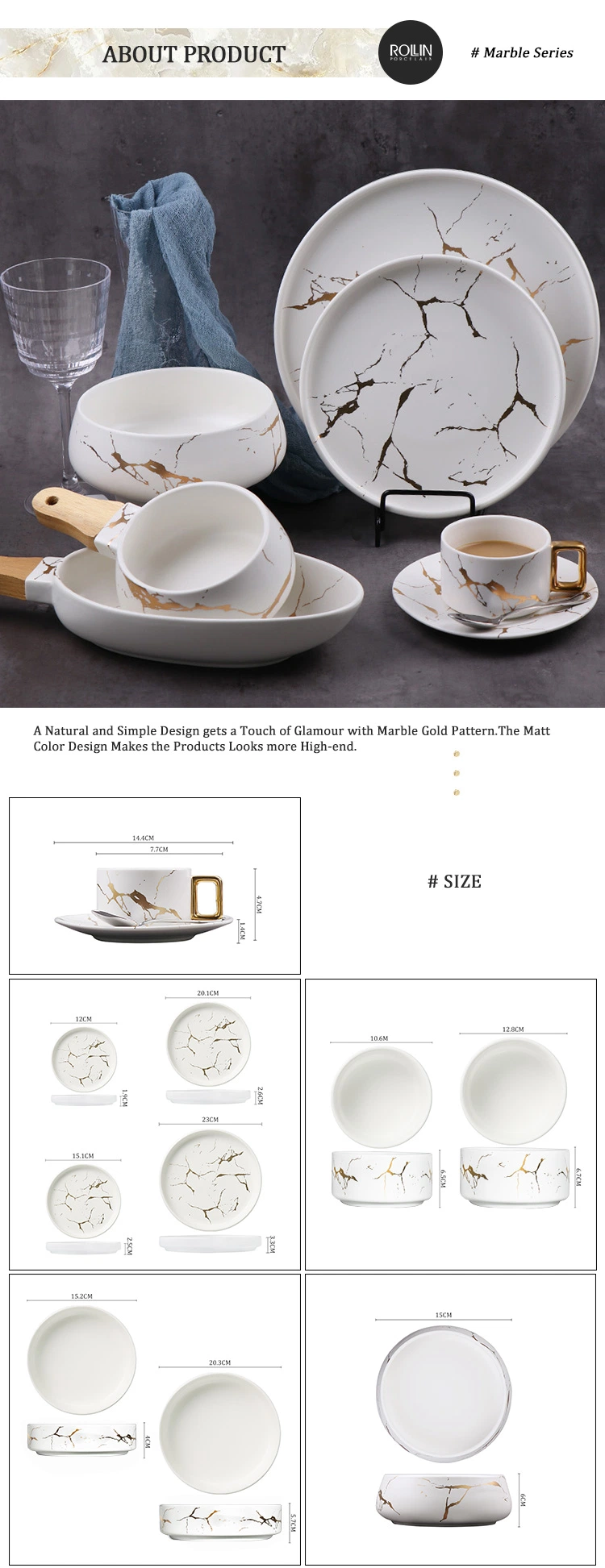 Discount Marble Dinnerset Marble Crockery Porcelain Dinner Plates for Hotels &Restaurants