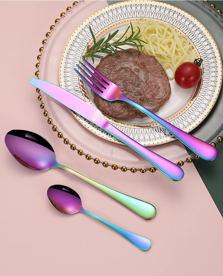 18/0 Colorful Flatware Stainless Steel Tableware Set Multicolor Dinnerware Cutlery Set Bulk Dinner Set for Home Hotel Restaurant