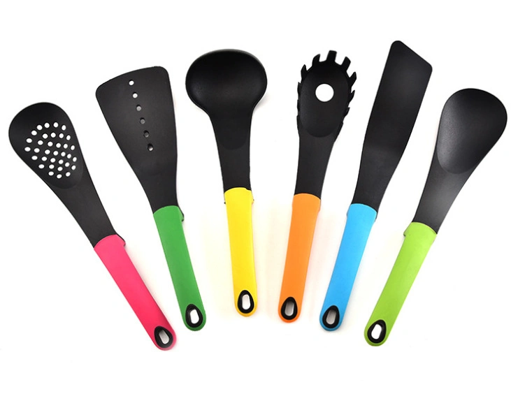 Amazon Colorful 6PCS Nylon Kitchen Utensils Set Non-Stick Spatula Soup Spoons Cooking Tools