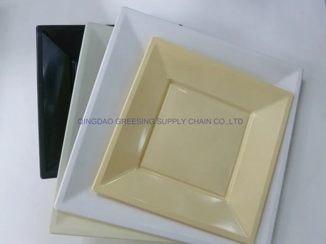 23cm Disposable Plastic Square Plate 9&quot; Dinnerware Tableware