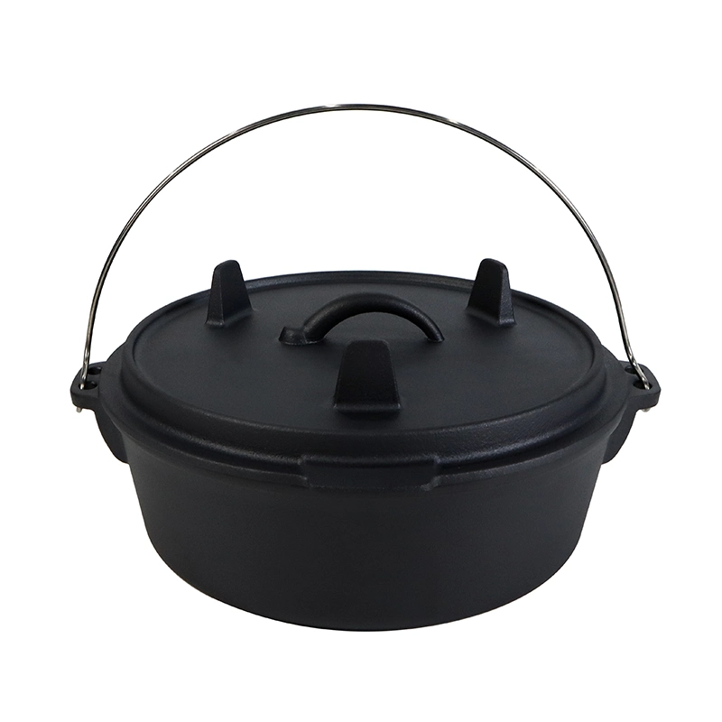 China Outdoor Campfire Preseasoned Cookware Cast Iron Camping Outdoor Bushcraft Dutch Oven