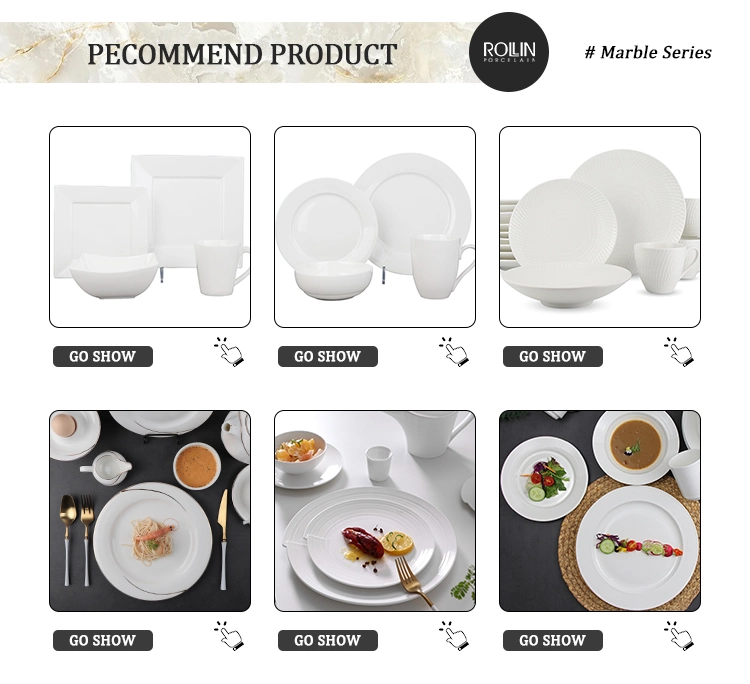 Discount Marble Dinnerset Marble Crockery Porcelain Dinner Plates for Hotels &Restaurants