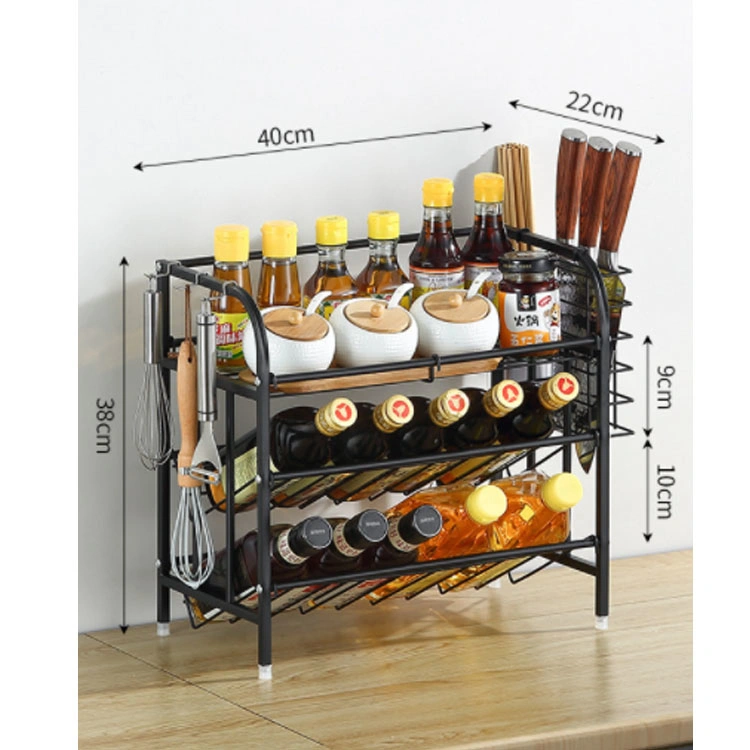 Kitchen Ware Standing Counter Top 3 Tier Stainless Steel Spices Jar Rack