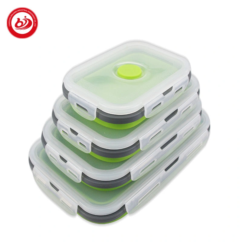 Outdoor Portable Travel Bowl Expandable Food Storage Containers Set Silicone Collapsible Folding Food Container with Lids