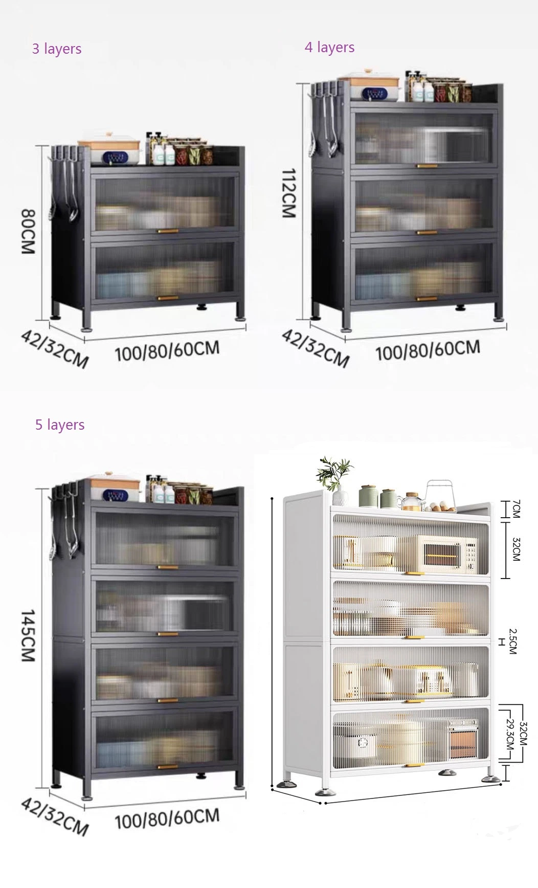 OEM Different Size Organizer Rack Shelf Metal Kitchen Storage Holders