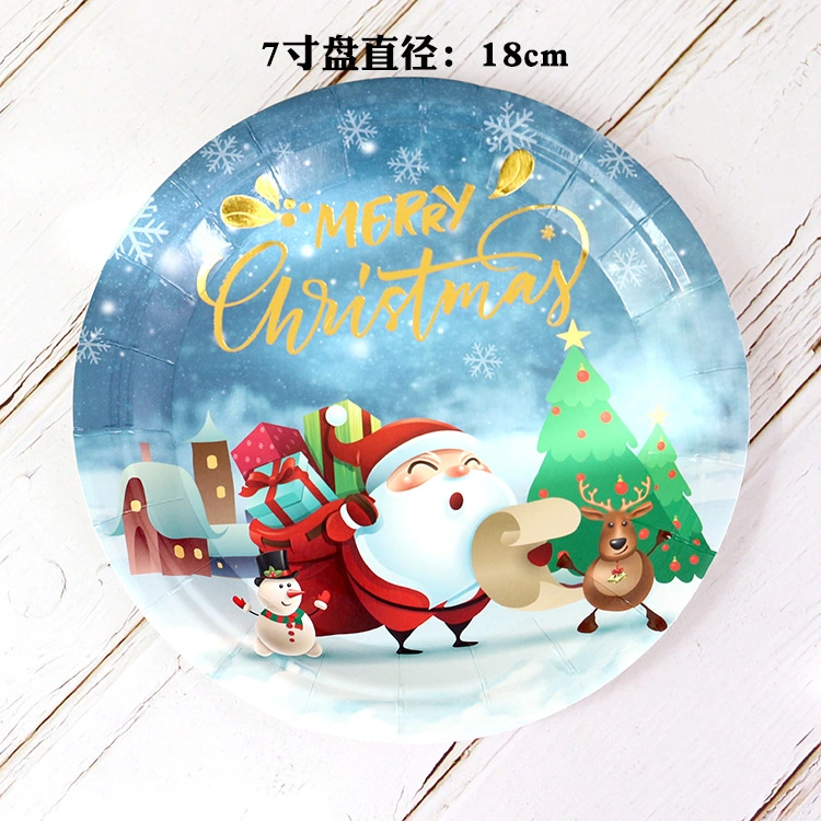 Disposable Tableware Paper Plate Paper Cup Party Supplies Dress up Dinner Plate Set Christmas Decoration Set