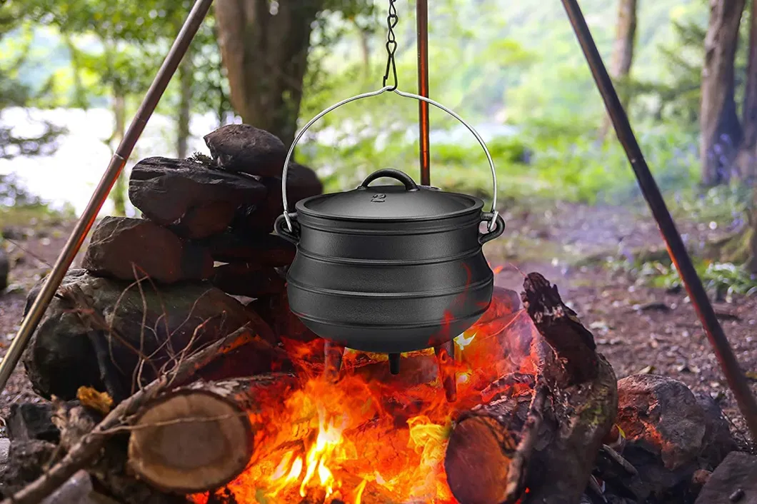 Outdoor Camping Cookware Large Cooking Pots Cast Iron Stoves with Three Legged Cast Iron Cauldron 3 Legs Potjie Pot