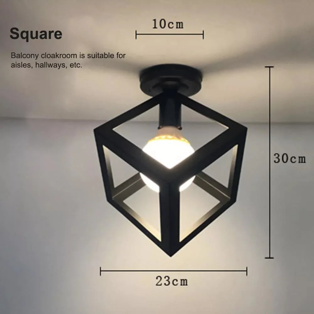 Zhongshan Lighting Chandelier Down Light Iron Flush Mount Retro Ceiling Down Light Square Pendant Lamp E27 White Walkway Kitchen Home Decor Fixture