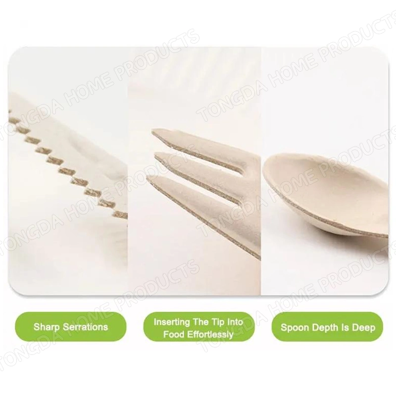 Factory Supply Best Price Bagasse Pulp Disposable Tableware Sugarcane Bagasse Cutlery Set for Dinner