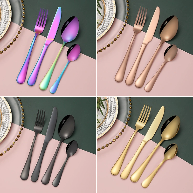 18/0 Colorful Flatware Stainless Steel Tableware Set Multicolor Dinnerware Cutlery Set Bulk Dinner Set for Home Hotel Restaurant