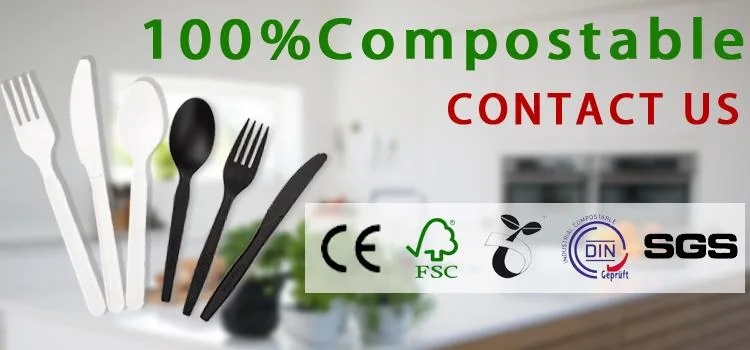 Disposable Compostable PLA or Cpla Cutlery Set with Long Handle Biodegradable Cpla Fork Spoon Knife Tableware Set for Party