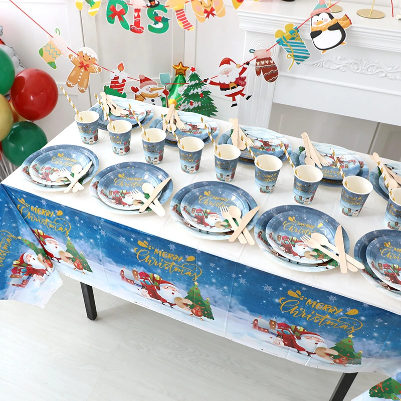 Disposable Tableware Paper Plate Paper Cup Party Supplies Dress up Dinner Plate Set Christmas Decoration Set