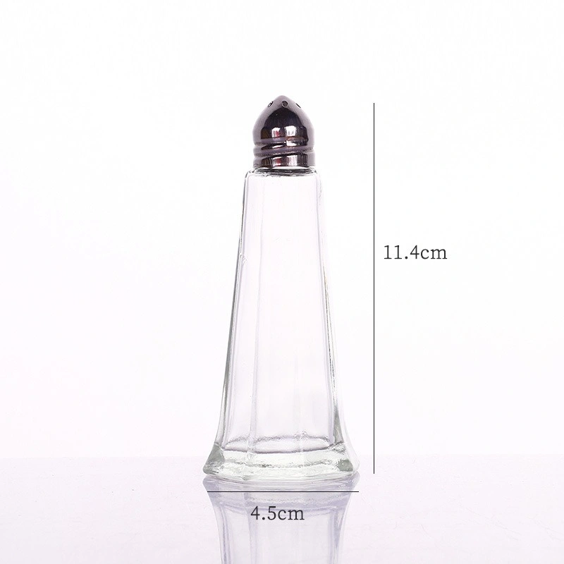 New Design Chili Curry Cumin Powder Salt Storage Bottle Clear 15ml 40ml Sugar Pepper Glass Round Spice Jar with Metal Sift Lid