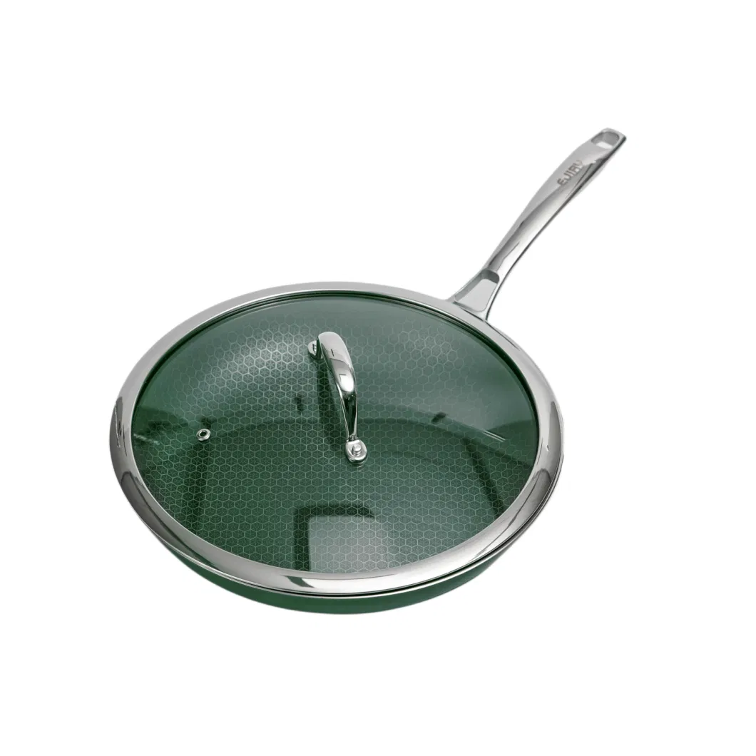 Nonstick Honey Comb Coating Stainless Steel Blackish Green Ceramic Outer Layer 2PCS Cookware Set