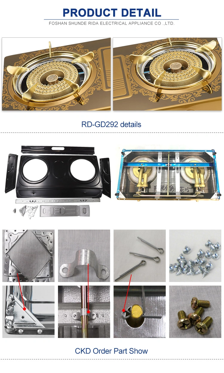 2021 New Popular Model Golden Colorful Panel Luxury Gas Cooker