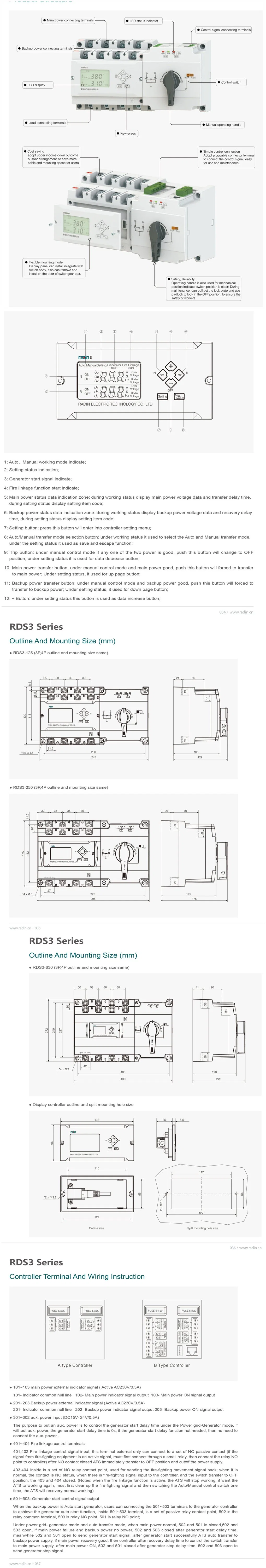 3 Phase Transfer Switch 200 AMP Generator Transfer Switch