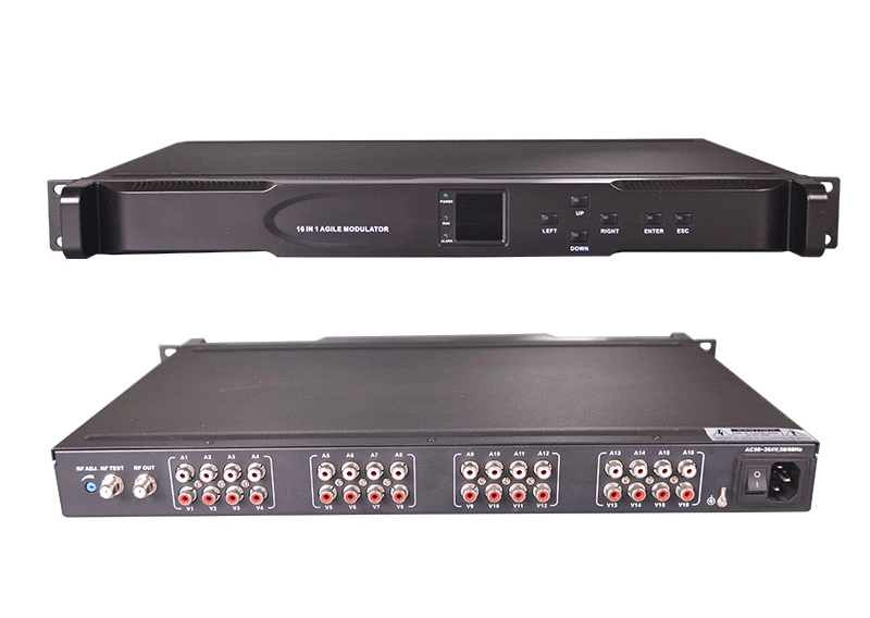 1ru Size Rack Mounted 16 Channels CATV Agile Modulator HD to RF Analog CATV Modulator