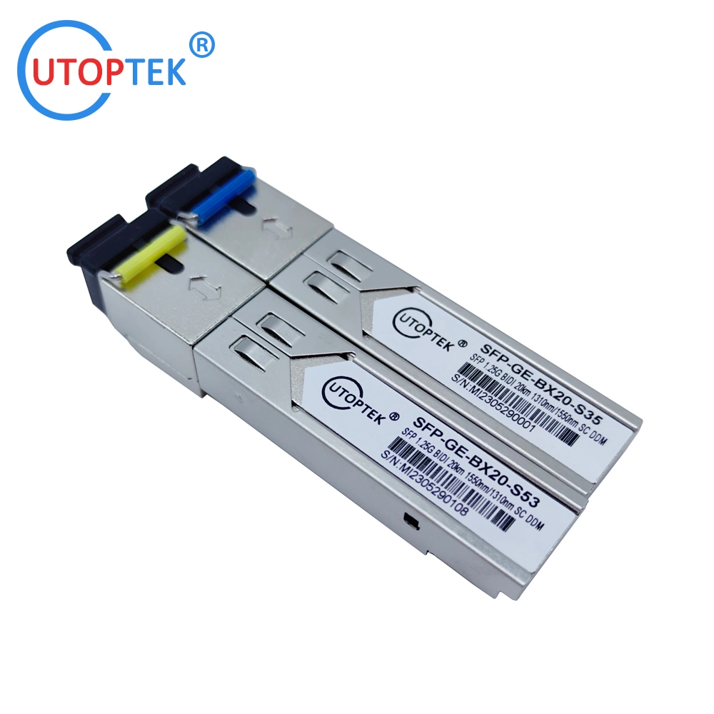 One Pair 1g Tx: 1550nm/Rx: 1310nm 20km Bidi SFP Module with Sc Connector